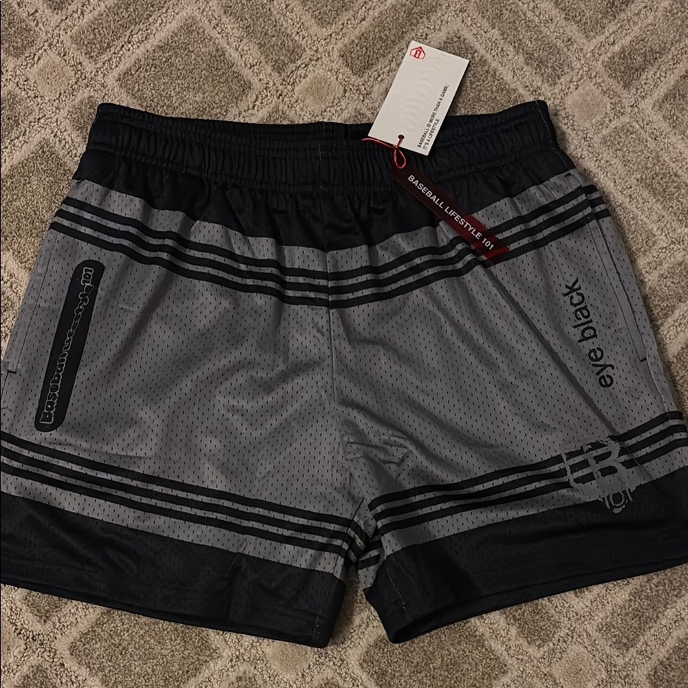 Eye Black Baseball Lifestyle 101 Gray and Black Athletic Shorts